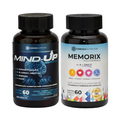 Kit Alta Performance Mental: Mind-Up + Memorix para Foco, Memória e Energia Mental