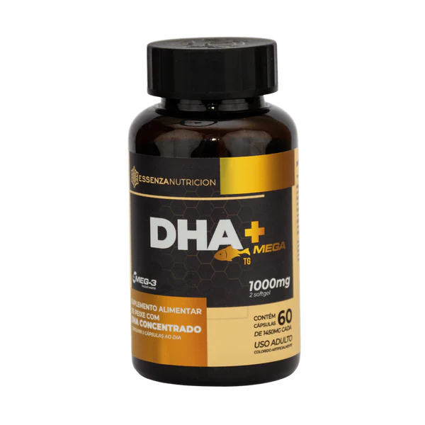 DHA + MEGA – 60 cápsulas - 1000 mg | Ômega-3 concentrado com DHA e EPA para suporte cerebral, visual e cardiovascular