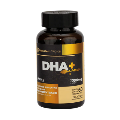DHA + MEGA – 60 cápsulas - 1000 mg | Ômega-3 concentrado com DHA e EPA para suporte cerebral, visual e cardiovascular
