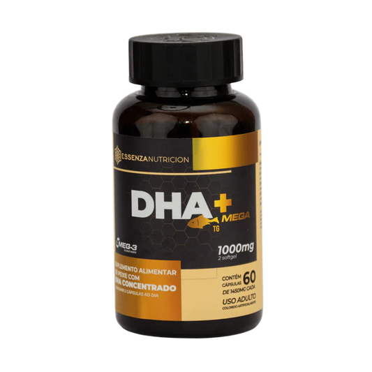 DHA + MEGA – 60 cápsulas - 1000 mg | Ômega-3 concentrado com DHA e EPA para suporte cerebral, visual e cardiovascular