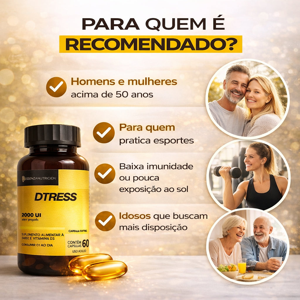 Vitamina D3 2000UI Colecalciferol DTRESS | Imunidade, Ossos e Saúde Muscular